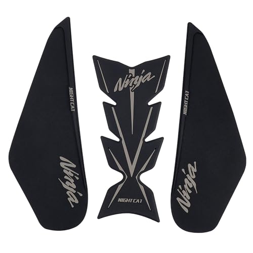 NIGHT CAT Compatible Ninja 400 Ninja 500 Motorcycle Fuel Tank Pad Kit Side Fuel Knee Guard Sticker Fuel Tank Protector（Black） - color: Black