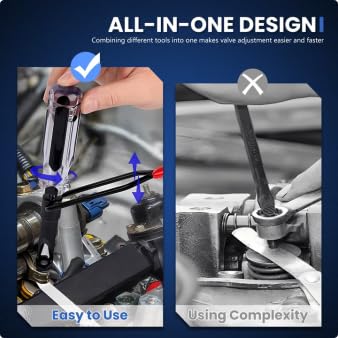 Valve Adjustment Tool for 10mm Jam Nut with Angled Feeler Gauge & Slotted Stud, Fit for Honda VTEC, Toyota, Nissan Japanese Car Engines