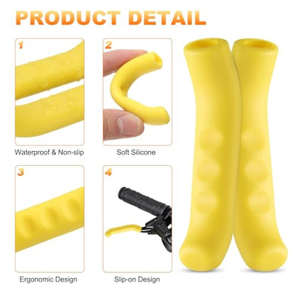 HARFINGTON 3 Pairs Bike Brake Lever Cover Silicone Brake Lever Grip Protector Anti-Slip Brake Handle Protection Covers Sleeve for Mountain Road Bike Cycling, Blue - color: Blue