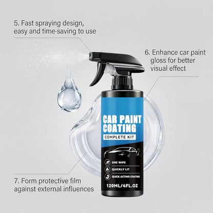 Ready-to-Use Car Ceramic Coating Spray Kit, Hydrophobic Auto Paint Protector, Deliver Ultra High Gloss, Super Water Repellency & Smooth Surface, Long Lasting Vehicle Paint Care Coating