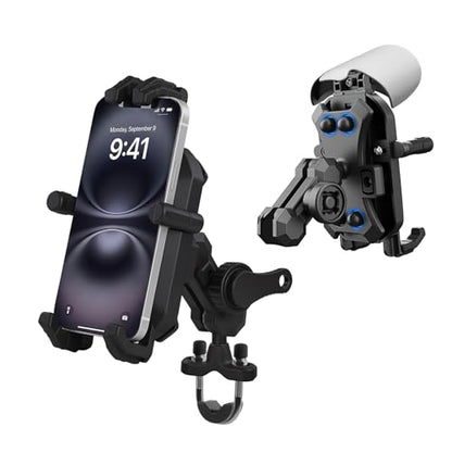 MFGZD Motorcycle Phone Mount Holder Handlebar Clamp With Vibration Dampener, Anti-Shake Adjustable Handlebar Cellphone Clamp Mount For Motorcycle ATV Bicycle Scooter Moped Bike Stroller, 4.8-7" Phones - color: Handlebar Mount
