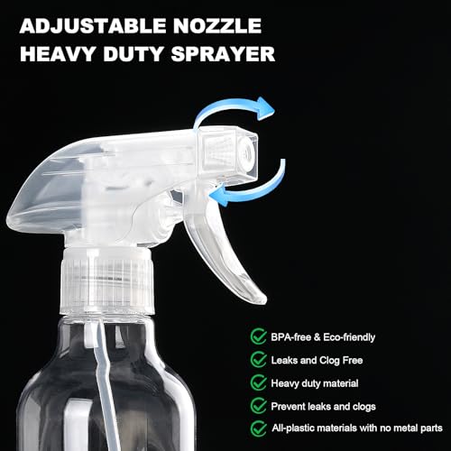 Spray Bottles Plastic Spray Bottle for Hair Mist/Stream Heavy Duty Empty Spray Bottles for Cleaning Solutions, Plants, Cooking (12oz-Clear+nozzle) - color: 12oz-Clear+nozzle
