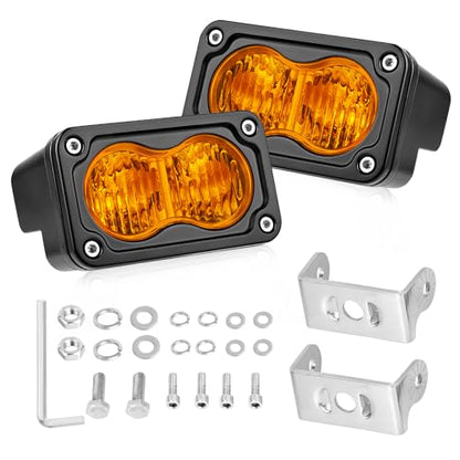 Amber LED Pods, AKD Part 3 Inch Flood CREE LED Fog Lights 40W Small Amber Chase Lights Off Road Driving Ditch Lights Pods 2 Packs for Truck Pickup Motorcycle SUV UTV ATV Dirt Bike Surron - color: Amber