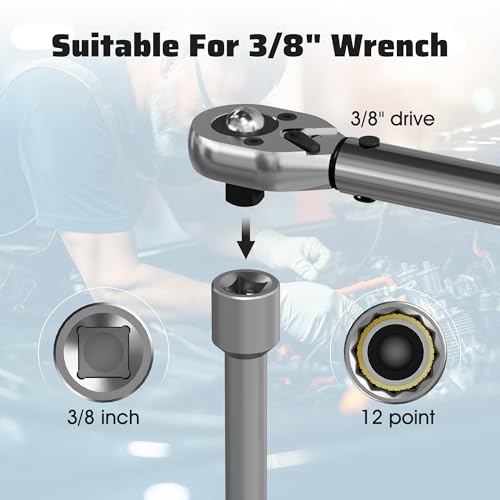14MM & 16MM 12-Inch Extension Swivel Spark Plug Socket, 3/8-Inch Drive 12-Point Spark Plug Socket Removal Tool 360-degree Rotation, for Maximize Flexibility - size: 14mm&16mm, 12", 12-Point
