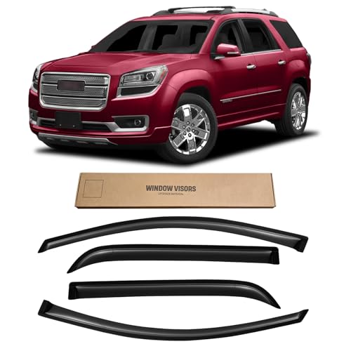 Window Visor for 2007-2016 GMC Acadia & Saturn Outlook 2007-2010, Out-Channel Rain Guards Shields Vent Deflector Shade Wind Dark Smoke, Outside-Mount, 4PCS - style: For 2007-2016 | GMC Acadia | Out-Channel