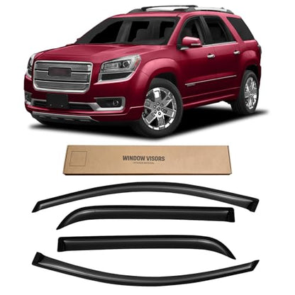 Window Visor for 2007-2016 GMC Acadia & Saturn Outlook 2007-2010, Out-Channel Rain Guards Shields Vent Deflector Shade Wind Dark Smoke, Outside-Mount, 4PCS - style: For 2007-2016 | GMC Acadia | Out-Channel