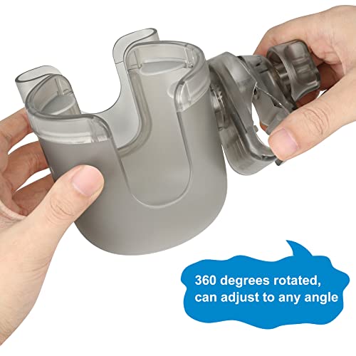 Accmor Stroller Cup Holder with Phone Holder, Bike Cup Holder, Universal Cup Holder for Uppababy Nuna Doona Strollers, 2-in-1 Cup Holder for Walker, Wheelchair, Scooter - color: Transparent Grey