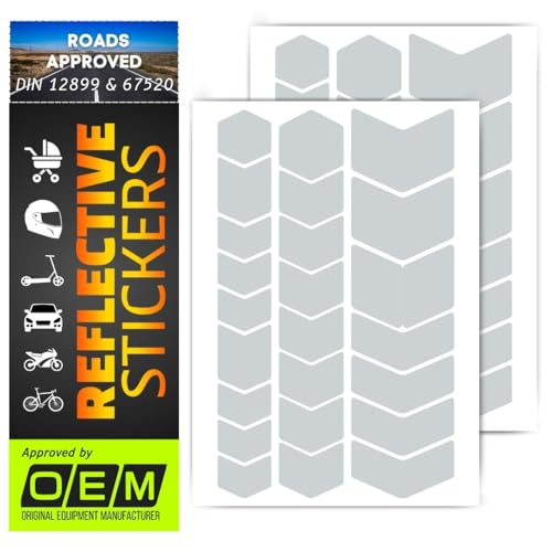 DIN 67520 reflectors Reflective Tape Stickers Waterproof Trailers Cars Motorcycle Fire Helmet Rims Bicycle Decals Vehicles Mailbox Numbers Made with ORA FOL 5600 Material (White, 50Pcs) - color: White (50 sets)