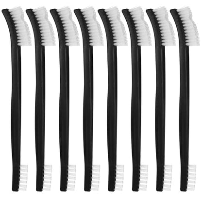 10PCS Double Ended Nylon Cleaning Brushes, Small Brush for Detail Cleaner Double-Ended Detail Clean Brush Set Crevice Cleaning Tool -Black & Transparent Nylon Brushes for Jewelry Cars Tight Spaces