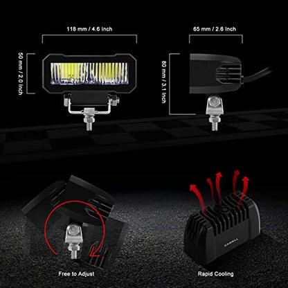 Kawell 20W LED Work Light Bar Floodlight LED Add-On Fog Light LED Driving Light Pods IP67 Waterproof for Off Road Motorcycle ATV UTV 4X4 SUV Forklift Truck Tractor Boat - size: 2 pack