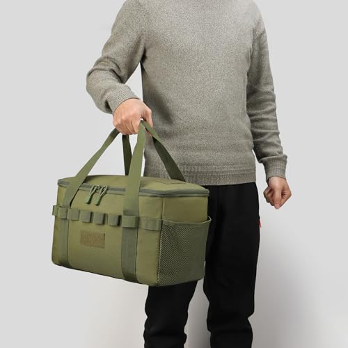 Tactical Camping Storage Bag 14L Tactical Utility Tote Bag Camping Cookware Organizer Trunk Organizer - color: OD Green