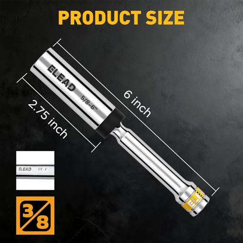 ELEAD 5/8" Swivel Magnetic Spark Plug Socket, 3/8" Drive x 6" Total Length, Thin Wall Spark Plug Removal Tool, 360 Degree Swivel, Enhanced Magnetic, 6-Point Design, Cr-V Steel - size: 5/8" x 6"