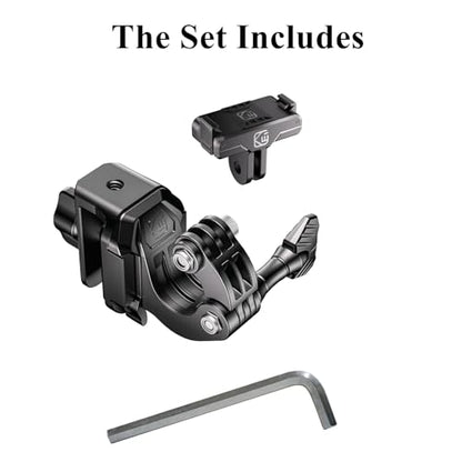 Kewig Motorcycle Windshield Camera Mount with Magnetic Latch Mount & Aluminum Alloy Clip Base, Compatible with DJI Osmo 360 / Action 3/4 / 5 Pro, Angle Adjustable, Quick-Release Design