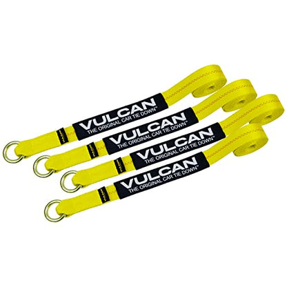VULCAN Wheel Dolly Tire Harness with Universal O-Ring - 2 Inch x 96 Inch - 4 Pack - Classic Yellow - 3,300 Pound Safe Working Load - Straps Only - Ratchets Sold Separately - color: Classic Yellow
