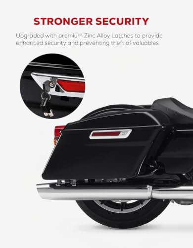 XFMT Motorcycle Hard Saddlebags Vivid Black Saddle Bags Trunk W/Latches For Harley Touring Road King Street Glide Road Glide Electra Glide Ultra Classic 2014-2024 - color: Standard-Vivid Black W/ Chrome Latches