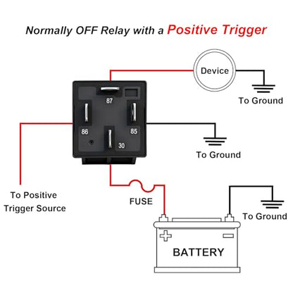 2 Pack 36V 40A Car Relay Harness, 4-Pin SPST, 12AWG Harness Sockets, Automotive Switches and Starters, for Automotive Truck Van Motorcycle Boat - size: 4-Pin 36V