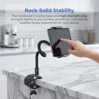 Phone & Tablet Holder for 5-13 Inch Screens, Aluminum Alloy Nylon Adjustable 360° Rotatable Mount, Motorcycle Handlebar Car Dashboard Stand