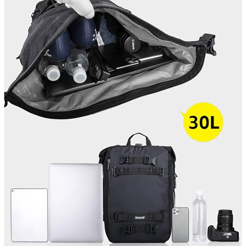 Waterproof Motorcycle Tail Bag 30L Motorbike Rear Rack Storage Bag Saddle Pannier for Touring Adventure Commuting Black - size: 30L