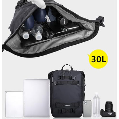 Waterproof Motorcycle Tail Bag 30L Motorbike Rear Rack Storage Bag Saddle Pannier for Touring Adventure Commuting Black - size: 30L