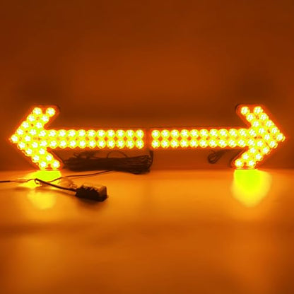 CFLMYYXGS 640 LED Arrow Signal Light Bar 12V-24V Waterproof Amber Strobe for Construction Vehicles Sweepers Water Carts Wreckers High-Intensity Double-Layer PCB Left+Right Arrows with Control Box - color: Amber
