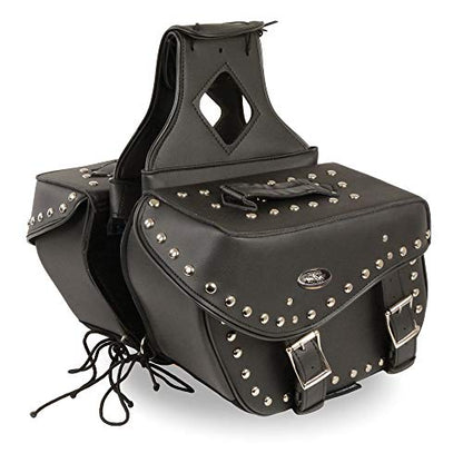 Milwaukee Leather SH55301ZB Black Medium Zip-Off PVC Studded Throw Over Saddlebags - One Size
