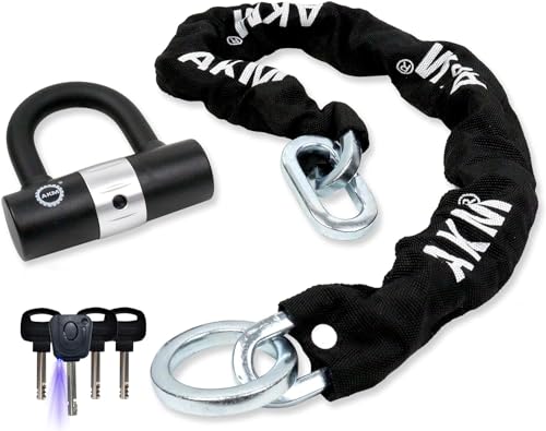 AKM Anti-Theft Bike Lock 3foot/90cm Long Heavy Duty Chain Lock Durable 10mm Thick Chains with 4 Keys Security 16mm U Lock for Bicycle,Scooter,Moped,Motorcycle,Gates - size: 3ft/90cm x 10mm Diameter Chain with Lock