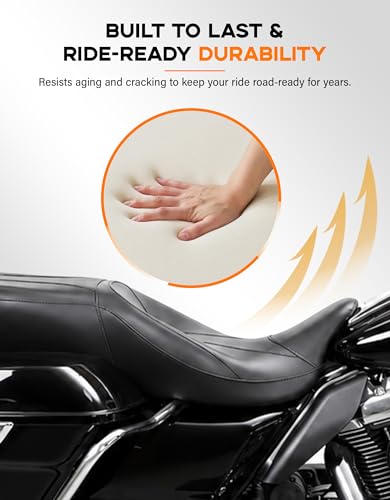 XMT-MOTO Hammock Rider Passenger Seat Fit for Harley Touring and Tri Glide models 2009-2023 Road King Street Glide Road Glide Electra Glide Black - style: Seat For Harley Touring '09-'23