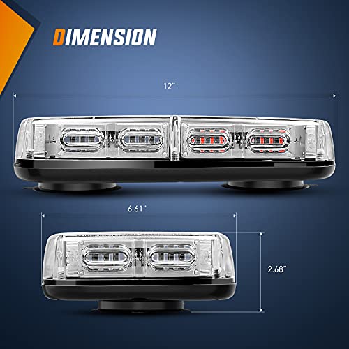 Nilight 12 Inch Roof Top Strobe Lights 48LED Hazard Light Emergency Safety Warning LED Flashing Bar Magnetic Mount 12V 24V Cars Trucks Tractors Snow Plows Construction Vehicles - color: Blue and Red