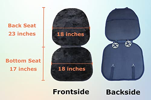 Genuine Sheepskin Car Seat Covers Shearing Car Seat Covers Sheepskin Wool Detachable Premium Car Seat Cover (Black Color (2 Pack)) - color: Black Color (2 Pack)