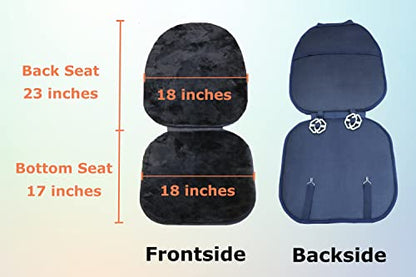 Genuine Sheepskin Car Seat Covers Shearing Car Seat Covers Sheepskin Wool Detachable Premium Car Seat Cover (Black Color (2 Pack)) - color: Black Color (2 Pack)