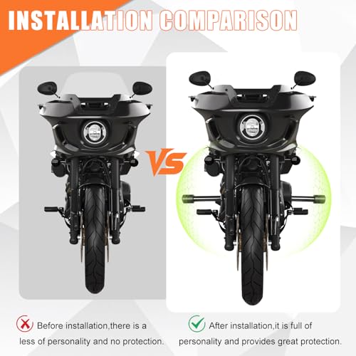 AUFER Front Highway Engine Guard Crash Bar Support Portection Compatible with for Softail Street Bob FXBB FXBBS Low Rider FXLR FXLRS 2018-2024 Nerf Bars Flat Out Bar Frame