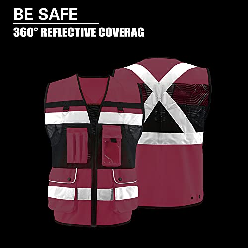 Safety Vest High Visibility Reflective Construction Vest for Men Women - color: Pink, size: Large