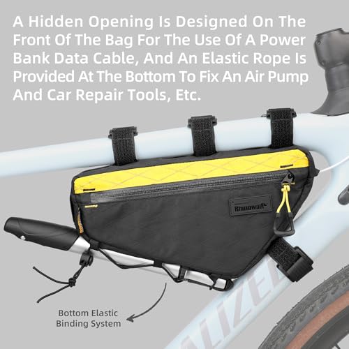 Rhinowalk Bike Triangle Frame Bag 1.7L, Waterproof Tool & Gear Bag with YKK Zippers, Cable Port & Pump Holder, Slim Fit – White - color: White, 1.7L