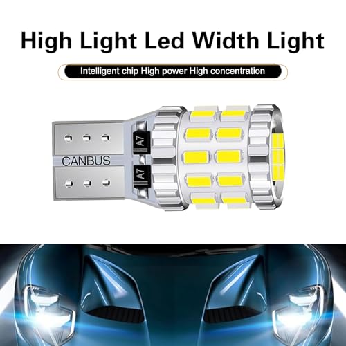 2PCS T10 LED Bulb, 3014 30SMD 5W Super Bright Car Wide Lights, Aluminum Led License Plate Light Blubs, Universal Car Interior Lights Replacements for Dome, Door, Reading, Map, Dash