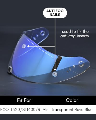 Compatible With EX0 T520 Motorcycle Helmet Visor R1 Air Face Helmet Shield Replacement ST1400 Tinted Visor (Transparent Revo Blue) - color: Transparent Revo Blue
