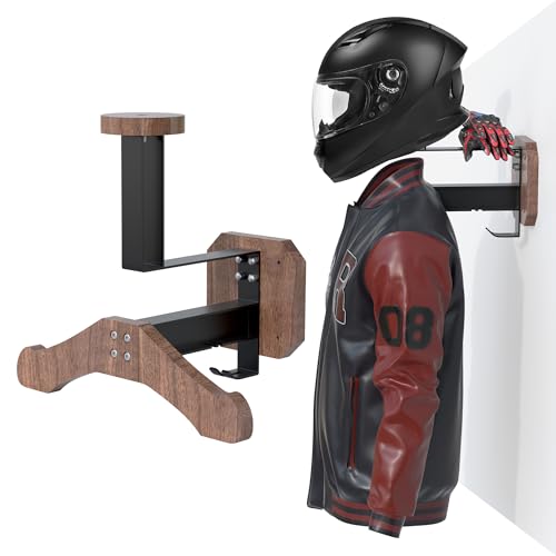 JAGASOL Motorcycle Helmet Holder Wall Mount, Heavy-Duty Tactical Helmet Accessories, Versatile Wall Rack for Motorcycle and Football Gear Storage, Space-Saving Design, Brown - color: Brown