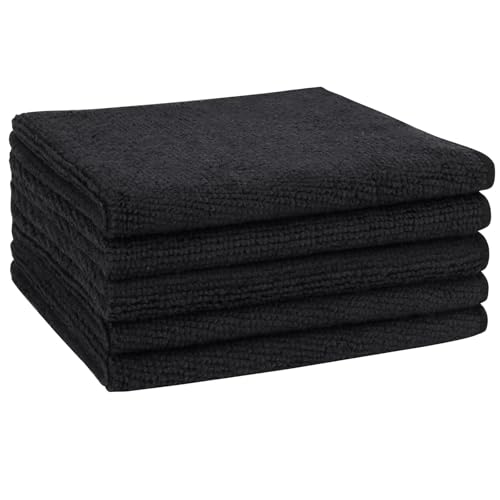 AIDEA Microfiber Cleaning Cloth Black 5PK, Microfiber Towels for Cars, Premium Car Cloths, Dusting Cloth Lint Free Cleaning Rags for SUVs, House, Kitchen, Window, Workshops,12×12" - color: Black, size: 5PK