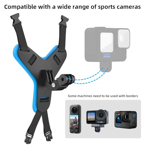 SOH Motorcycle Helmet Chin Strap Mount Dirt Bike Holder Mounting Motorcycle Helmet Camera Mount Compatible with GoPro 13, 12, 11, 10, 9, 8, DJI Action 5Pro,4,3, Insta 360/AKASO and more Action Cameras
