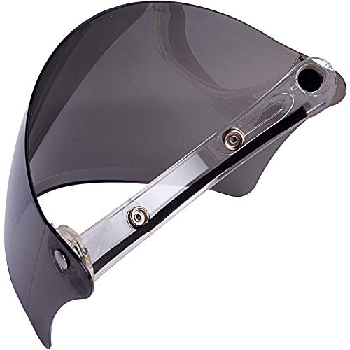 Universal 3 Snap-Button Visor for Open Face Motorcycle Helmet Wind Shield Flip Up Down (Smoke) - color: Smoke