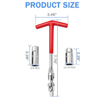 T-Handle Spark Plug Socket Wrench Set - 3Pcs Universal 16mm (5/8") & 21mm (13/16") Heavy Duty Spark Plug Remover and Installer Tool for Motorcycles, Lawn Mowers, Small Engines, Automotive - style: 3PCS