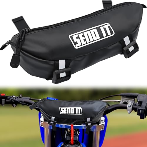 Waterproof Dirtbike Handlebar Bag | Compact Motorcycle Handle Bar Storage Pouch | Universal Fit Dirt Bike Bag for Trail & Adventure Riding | Durable Surron Bar Bag - color: Black