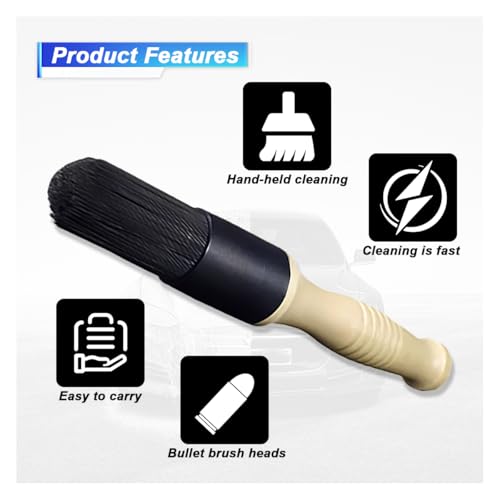Car Parts Washer Brush, Bullet Head Parts Cleaning Brush for Cleaning Car Interior Exterior, Engine Parts, Wheel Bearing, Boats, Household Grime (Beige/Black) - color: Beige/Black
