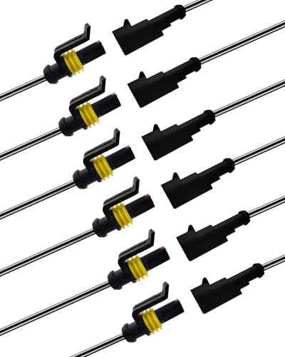 14 AWG 1 Pin Waterproof Connector, 1 Wire Automotive Waterproof Electrical Connectors, 14 Gauge Male and Female Way Connectors Harness 12V Quick Connect for Car Truck Boat Motorcycle -6 Pack - size: 1 Pin