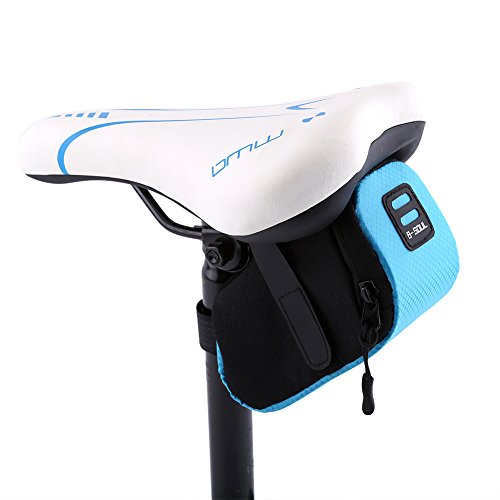 Zopsc Saddle Bag, Super Light Polyester Under Seat Zippered Storage Bag for Cycling Bikes Blue - color: blue