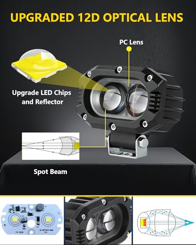 4 Inch Amber LED Driving Lights 48W LED Pod Lights Off Road Spot Lights Bar Super Bright Flood Light Cube Combo LED Bumper Ditch Lights Fog Light for Truck Jeep ATV UTV SUV Motorcycle Boat - color: 4inch Amber White Spotlight