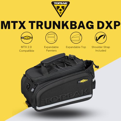 Topeak MTX TrunkBag - Rear Bicycle Bag - Spacious Storage and Easy Mounting - style: Panniers, Expandable Top