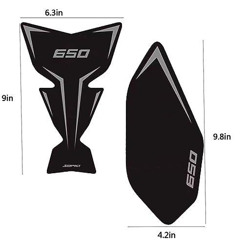TZMAPU Motorcycle Fuel Tank Protector, Compatible with Kawasaki Ninja 650 Z650 Fuel Tank Pad Non-Slip Gas Tank Sticker Set Rubber Protection Pad (Black)