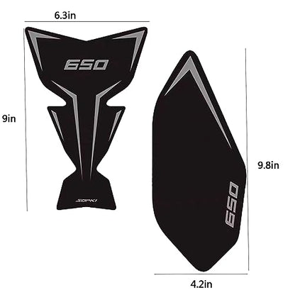 TZMAPU Motorcycle Fuel Tank Protector, Compatible with Kawasaki Ninja 650 Z650 Fuel Tank Pad Non-Slip Gas Tank Sticker Set Rubber Protection Pad (Black)