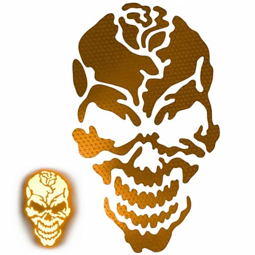 customTAYLOR33 High Intensity Reflective Skull Rose Decal (Premium Quality) / Multiple Colors/Vehicle & Helmet Compatible/Nighttime Visibility (Orange, 10 inch X 6 inch) - color: Orange, size: 10 inch X 6 inch