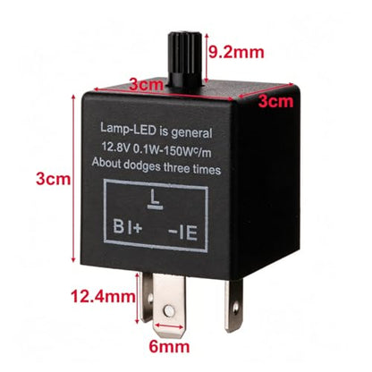 Gebildet 2 pieces 12V 3 Pin Electronic LED Flasher Relay 0.1W-150W c/m Motorcycle Turn Signal Adjustable Flasher CF-14KT, comes with 6pcs Terminals - color: Black-12v